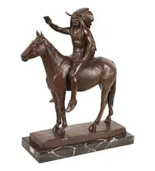 Cyrus Edwin Dallin, The Medicine Man, 1899, patinated bronze, on marble plinth