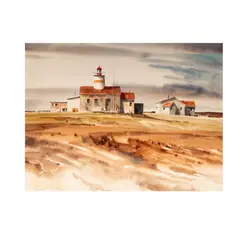 Ritchie A. Benson, Farm Houses, watercolor