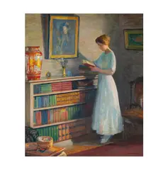 William J. Edmondson, Interior Scene of a Woman Reading, oil on canvas