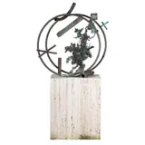 Michael Todd, Tutantra II, patinated steel on travertine base Sculpture: