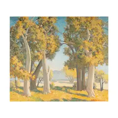 Ralph William Holmes, Trees, Santa Barbara, oil on canvas