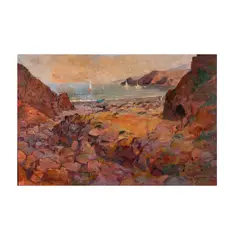 Louis Macouillard, Lifting Fog, Santa Cruz Island, Santa Barbara Channel, oil on board