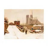 Élisée Maclet, Notre Dame in Winter, oil on board