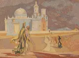 Millard Sheets, Evening, San Xavier, watercolor on paper