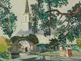 Millard Sheets, Church At Kailua, watercolor on paper