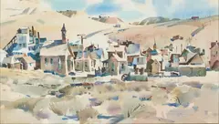 Rex Brandt, Winter Sun, Bodie, 1979, watercolor on paper
