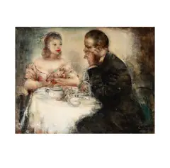 Grigory Gluckmann, Tete A Tete, oil on panel