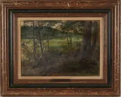 Alexander Helwig Wyant, Forest Clearing, oil on board