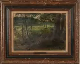 Alexander Helwig Wyant, Forest Clearing, oil on board