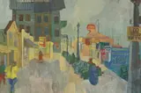 Morton Dimondstein, The Boardwalk, oil on board