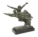 Robert Delandre, Allegorie de la Vitesse, patinated bronze, mounted to stone plinth