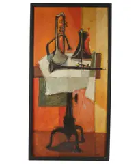 Patrick Ryan, Still Life with Musical Instruments, oil on board