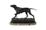 Jules Moigniez, Hunting Dog, patinated bronze, mounted to marble plinth