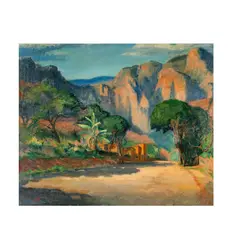 John Maclaughlan Milne, Tropical Mountain Landscape, 1930, oil on canvas