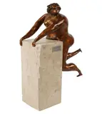 Gene Adcock, Weight Lifting (Female Nude), bronze and limestone