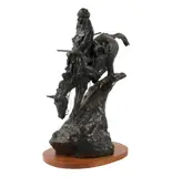 Mountain Man by Frederic Remington, 1981, patinated bronze, mounted to wooden plinth, sold Oct 2025
