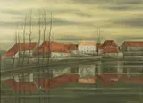 Jean Pierre Capron, Village, 1957, oil on canvas