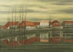 Jean Pierre Capron, Village, 1957, oil on canvas