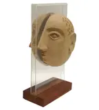 David Gil, Head, 1950, ceramic, mounted to acrylic and wood stand
