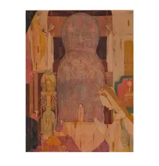 Karoly Fulop, Church Interior, watercolor