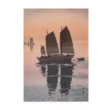 Hiroshi Yoshida, Sailing Boats-Evening, double oban woodblock print