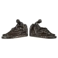 Lillian Baer, A Pair of Figural Bookends, 1910, bronze