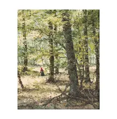 Joseph Koutachy, Figure in Forest Landscape, oil on canvas