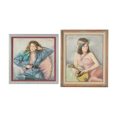 Sheldon C. Schoneberg, Two Works (Portraits of Women), each: pastel