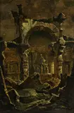 Robert Charles Clark, Ruins, oil on board