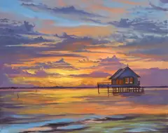 David Swantner, Texas Gulf Coast stilt house, oil on canvas