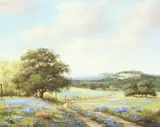 Charlotte Claire Payne, Texas Bluebonnets Landscape, oil on canvas