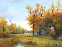 James Delmar Champney, Quail Hunter, oil on canvas