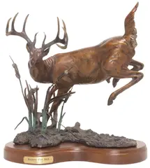 Majestic 10 Point Buck by Dennis Jones, Patinated bronze sculpture, sold Oct 2025