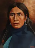 T. Snyder, Portrait of a Lummi Woman from the Coast Salish Tribe, oil on board