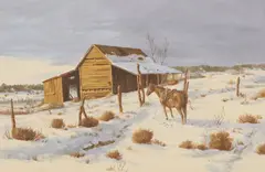 Karin Hollebeke, Horse in the Snow, oil on canvas
