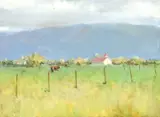 Don Ward, Cattle Grazing in a Pasture, oil on Masonite