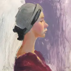 Don Ward, Figure Study of a Woman in a Hat, oil on Masonite