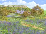 Manuel Garza, Texas Bluebonnets Landscape, oil on canvas