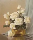 Aubrey Dale Greer, Vase with White Flowers, oil on canvas