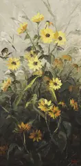 Dalhart Windberg, Daisies and Butterfly, oil on board