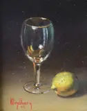 Dalhart Windberg, Wine Glass with Lemon, miniature oil painting on board