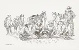 Harold Dow Bugbee, Cowboys and Brands, print on paper
