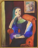 Laura Dickerson, Woman with a Book, oil on canvas