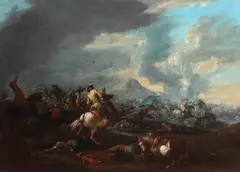 Jacques Courtois, Cavalry skirmish, oil on canvas