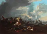 Jacques Courtois, Cavalry skirmish, oil on canvas