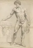 Johann Heinrich Lips, Victimaire, 1806, black chalk on paper drawing