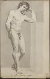 Johann Heinrich Lips, Figure Academique, black chalk on paper drawing