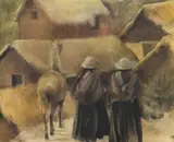 Terri Ana Stokes, El camino de la granja, mixed media (acrylic and pastel) painting on canvas