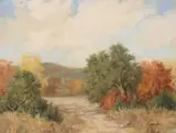 Hazel Massey, Autumn Beckons, oil on canvas board