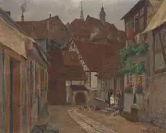 Adolf Luntz, A street in Weinheim, oil on canvas